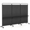 3-Panel Folding Room Divider with 3 Metal Shelves and Lockable Wheels